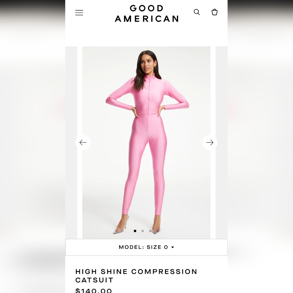 Good American HIGH SHINE COMPRESSION CATSUIT sorority pink